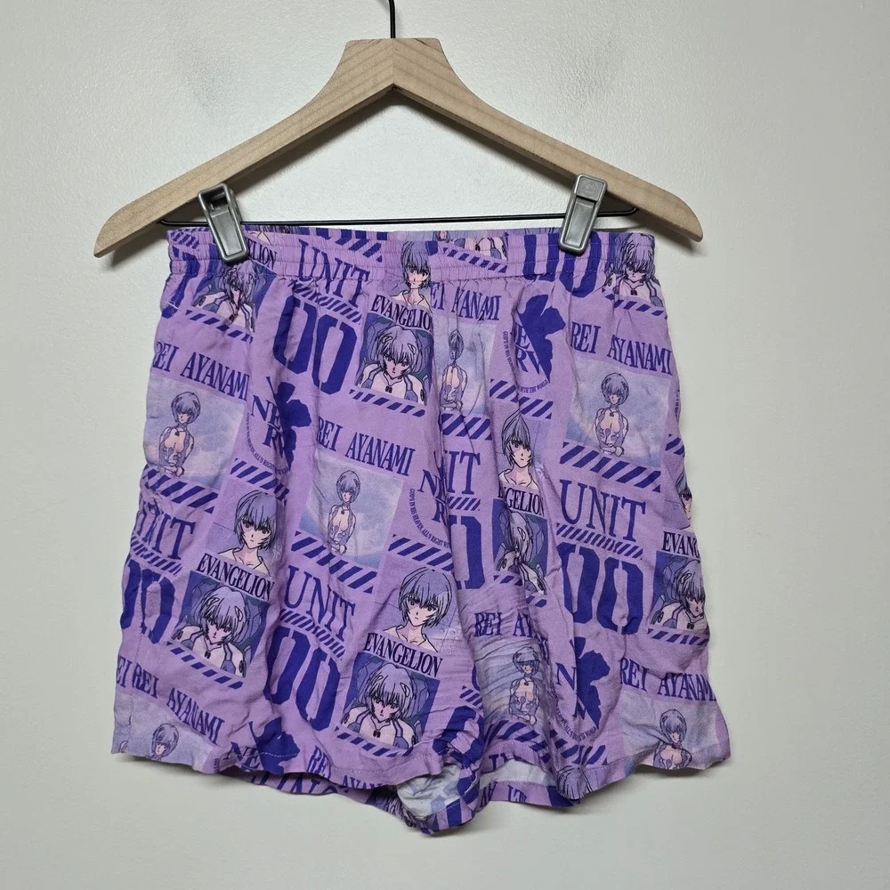 Evangelion Eva Unit-00 Purple Button-Down‎ Shirt Rei Ayanami Atsuko Swim Trunks